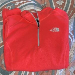north face fleece quarter zip pink